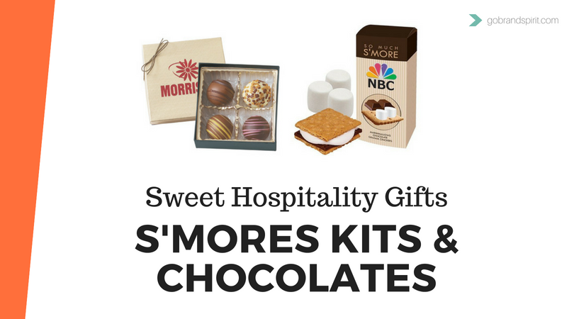 Edible hospitality gifts: Logo Branded smores and chocolates for hotels, hostels and B&Bs