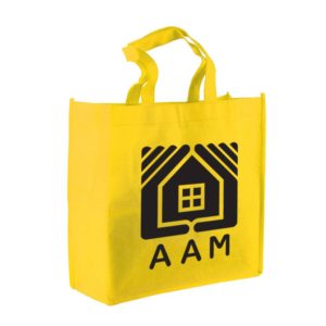 Trade Show Giveaway Idea: Reusable Non Woven Shopping Tote Bags. 13" Non-woven Shopping Tote - As low as$1.19 each in bulk order. Choose from other colors. Order in bulk from Brand Spirit.