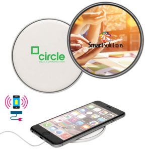 Techy Trade Show Giveaways: Axis Wireless Charger. As low as $7.99 each in bulk with full color imprint from Brand Spirit Inc.