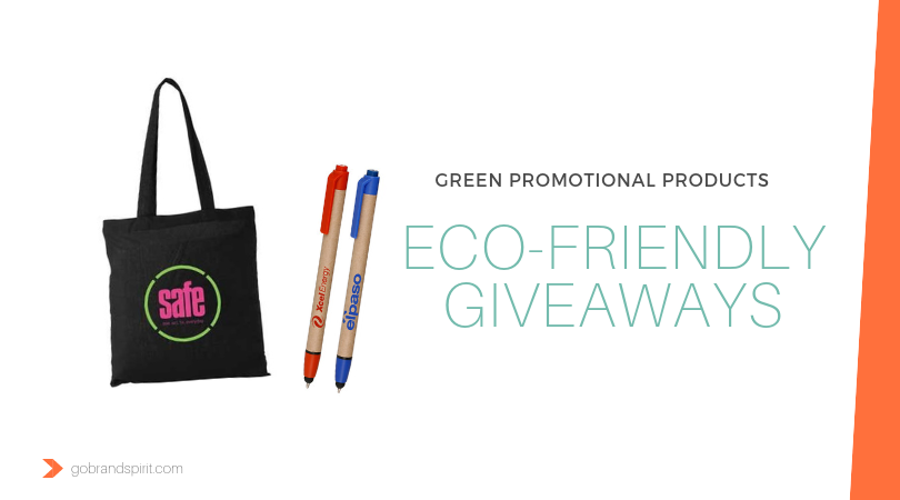 Eco friendly promotional products. Add your logo and customize. Order from Brand Spirit Inc.