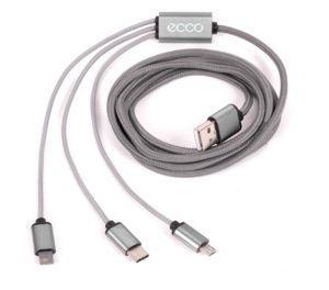 Promotional Phone Accessories: 2 Meter Eclipse 3-In-One Charging Cable. Add your logo. Order in bulk from Brand Spirit Inc.

