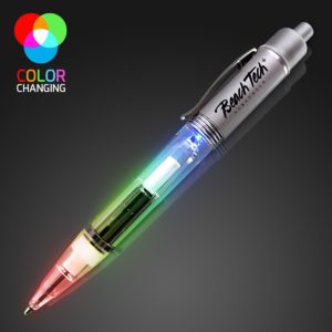 Trade Show Giveaways under $5: Custom Rainbow Light Up Pen. As low as $2.64 each in bulk order from Brand Spirit.