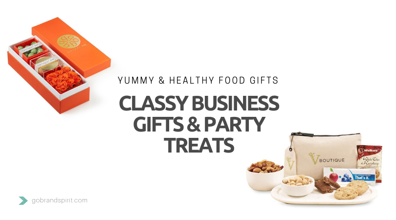 Food Gifts for Business and Corporate Events. Customize packaging and your choice of treats and snacks. Order in bulk from Brand Spirit Inc.