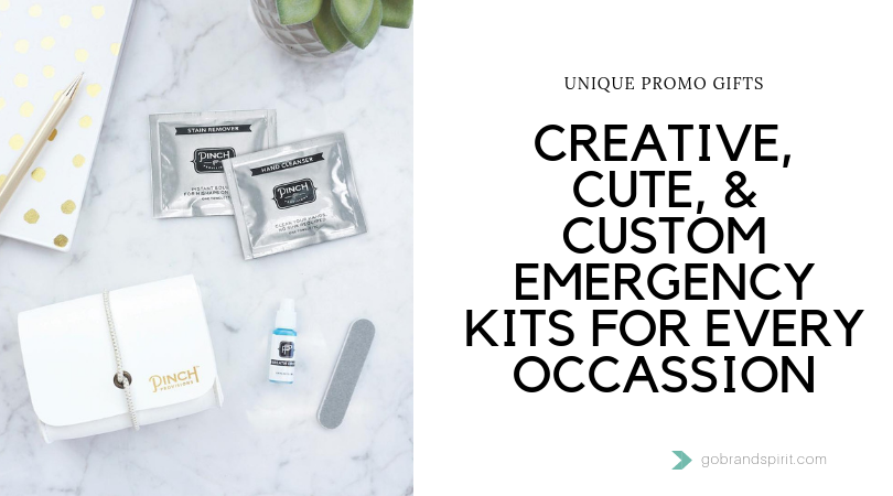What are unique ways to promote my business? Hand out custom minimergency kits with your company logo and branding. Order in bulk from Brand Spirit Inc.