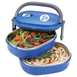 Promotional Business Gifts for Doctors and Nurses: Two Tier Insulated Oval Lunch Box Food Container. As low as $15.48 each in bulk order from Brand Spirit Inc