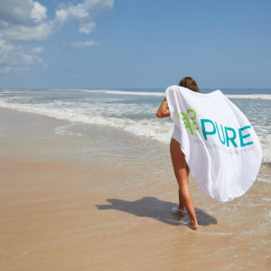 Summer Promotional Products: Round Beach Towel. As low as $26.10 each in bulk order from Brand Spirit Inc