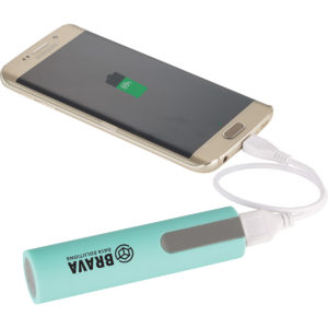 Custom Corporate Merchandise: Jinn Rubber Coated 2200 mAh Power Bank. As low as $7.98 each in bulk order from Brand Spirit Inc