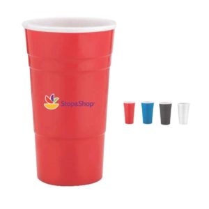 Summer Promotional Products: 22 oz single wall Reusable Plastic Party Cup. As low as $1.83 each in bulk order from Brand Spirit Inc