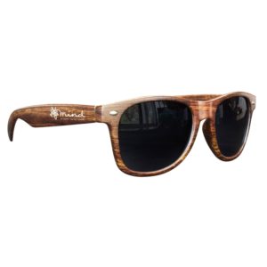 Promotional Sunglasses: Medium Wood Tone Miami Sunglasses. As low as $1.99 each in bulk order from Brand Spirit Inc