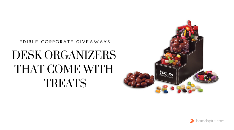 Corporate Giveaways: Desk Accessories and Organizers with Treats. Order in bulk from Brand Spirit Inc.