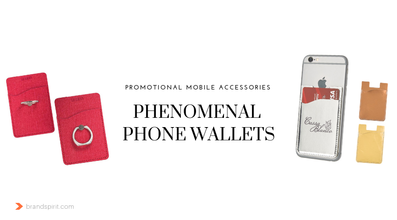 Promotional Mobile Accessories: Phone Wallets with Logo Branding and Decoration. New designs with bulk order option from Brand Spirit Inc.
