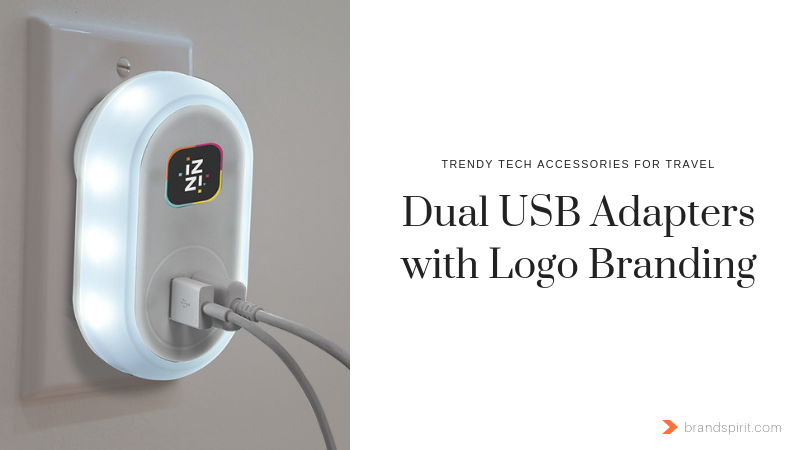 Trending Promotional Tech Gifts: Dual USB Adapters with Logo Branding. Order in bulk from Brand Spirit Inc
