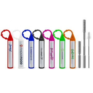 Eco-Friendly Promotional Products for Back-to-School Promo: Add your logo on Expandable Stainless Steel Straw With Case. As low as $4.95 each in bulk order from Brand Spirit Inc.