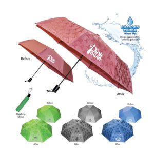 Promotional Umbrellas: Mood Umbrellas that Change Color and Reveal Design when wet. As low as $12.50 each in bulk order from Brand Spirit Inc.