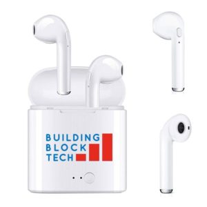 Breast Cancer Awareness Thank You Gifts: Air-Buds Wireless Earbuds with logo imprinting. As low as $10.71 each in bulk order from Brand Spirit Inc.