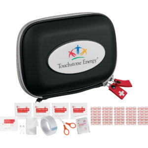 Promotional First-Aid Kits with Custom Logo: StaySafe 16-Piece Quick First Aid Kit. As low as $14.78 each in bulk order from Brand Spirit Inc.