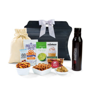Edible Business Gifts for the Holiday: Sidney Sip & Snack Gift Tote. As low as $36.99 each in bulk order from Brand Spirit Inc.