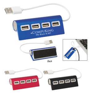 Promotional Computer Accessories: 4-Port Aluminum Wave USB Hub. Order in bulk from Brand Spirit Inc.