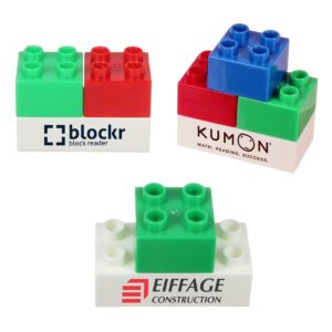 Building blocks with logo imprinting. Gift Idea for autism month celebration. Giveaway at low cost.