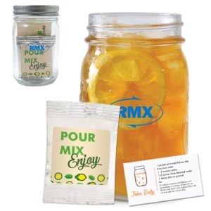 Cocktail-themed Business Gifts: Arnold Palmer Kit in Mason Jar. Order in bulk from Brand Spirit.