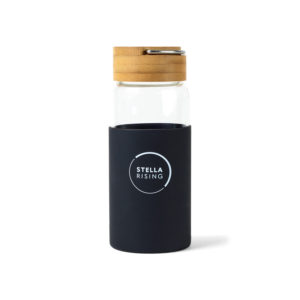 Eco Friendly Merch: Tahiti Bamboo Glass Bottle - 18 Oz.. Add your logo and order in bulk from Brand Spirit.