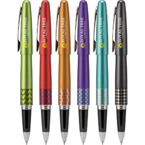 Promotional Pens for Gifting Under $25: Retro Pop Collection Gel Roller Pen. Laser engrave your logo and order in bulk from Brand Spirit.