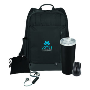 Promotional Backpack Kits: Work From Home Essentials Plus Kit. As low as $49.98 each in bulk order from Brand Spirit.
