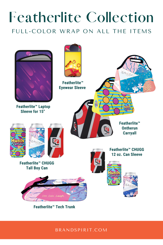 Brand these Featherlite items with eye-catching graphics to stand out. Add your logo, and a tagline. Use your company icon and convert into a cool pattern. Available in brandspirit.com