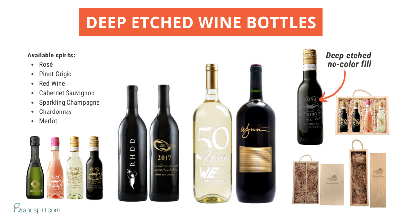Custom Deept Etched Wine Bottles by Brand Spirit
