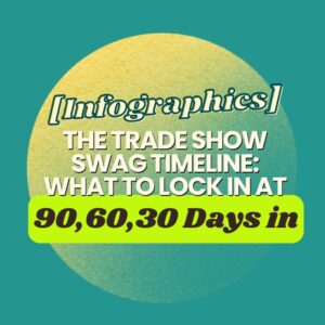 The Trade Show Swag Timeline Infographic by Brand Spirit. A guide for exhibitors to make the most of their trade show booths and swag