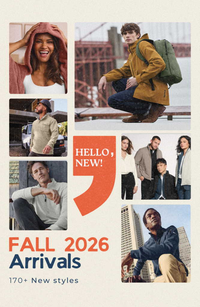 A catalog of the latest logo branded apparel for fall 2026 by Brand Spirit